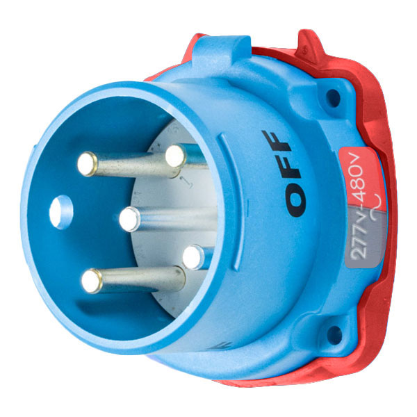 33-18047-NNF-4X - DS20 INLET POLY BLUE SIZE 2 TYPE 4X 3P+G 20A 480 VAC 60 Hz NO AUX NEUTRAL NON-FUNCTIONING FOR AUXILIARY SWITCH TYPE 4X WATERTIGHTNESS